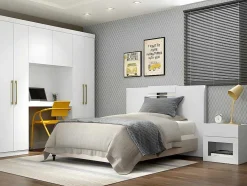 Cabeceira De Cama Extensivel De 140/160 Cm Cor Branco - Maraba
