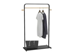 Cabide De Roupa De C90 Cm Em Metal Preto E Madeira De Faia - Selin