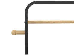 Cabide De Roupa Duplo De C65 Cm Em Metal Preto E Madeira De Faia - Selin