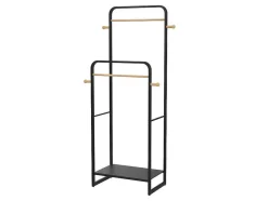 Cabide De Roupa Duplo De C65 Cm Em Metal Preto E Madeira De Faia - Selin