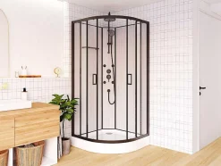 Cabine De Duche De Hidromassagem Em Fibra De Bambu Preto Mate C80 X L80 X A225 Cm - Zalifa