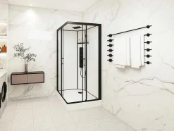 Cabine De Duche De Hidromassagem Quadrada Preto Fosco E Branco C90 X L90 X A215 Cm - Tanito