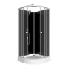 Cabine De Duche Em Quarto De Circulo, Altura Ajustavel, Cromado E Preto, C90 X L90 X A213/232 Cm - Pozali