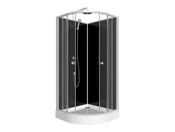 Cabine De Duche Em Quarto De Circulo, Altura Ajustavel, Cromado E Preto, C90 X L90 X A213/232 Cm - Pozali