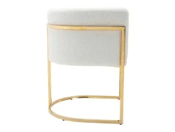 Cadeira Com Apoios De Bracos Tecido Boucle E Aco Inoxidavel Branco E Dourado - Peria De Pascal Morabito