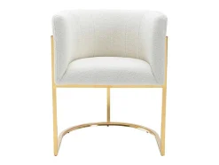 Cadeira Com Apoios De Bracos Tecido Boucle E Aco Inoxidavel Branco E Dourado - Peria De Pascal Morabito