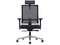 Cadeira De Escritório Ergonomica Profissional Com Apoio De Cabeca Em Tecido Cor Preto - Wallstreet