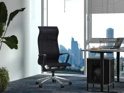 Cadeira De Escritório Profissional Em Tecido Cor Preto - Ladefense