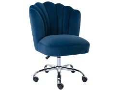 Cadeira De Escritório Veludo Azul Altura Regulavel - Ruty