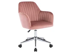 Cadeira De Escritório Veludo Cor-De-Rosa Altura Regulavel - Eleana