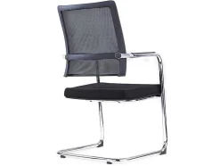 Cadeira De Reunioes Profissional Em Tecido E Metal Cromado Cor Preto - Marunouchi