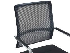Cadeira De Reunioes Profissional Em Tecido E Metal Cromado Cor Preto - Marunouchi