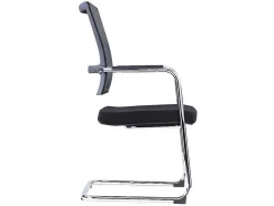 Cadeira De Reunioes Profissional Em Tecido E Metal Cromado Cor Preto - Marunouchi