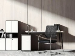 Cadeira De Reunioes Profissional Em Tecido E Metal Cromado Cor Preto - Marunouchi