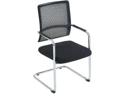 Cadeira De Reunioes Profissional Em Tecido E Metal Cromado Cor Preto - Marunouchi