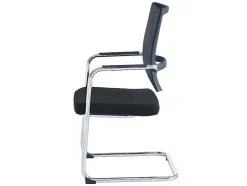 Cadeira De Reunioes Profissional Em Tecido E Metal Cromado Cor Preto - Marunouchi