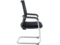 Cadeira De Reunioes Profissional Em Tecido E Metal Cromado Cor Preto - Rulio