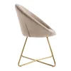 Cadeira Em Veludo E Metal Dourado, Cor Bege - Burban