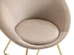 Cadeira Em Veludo E Metal Dourado, Cor Bege - Burban