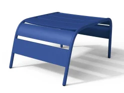 Cadeirão Baixo De Jardim Empilhavel + Apoio De Pés Em Metal Azul-Escuro - Mirmande