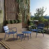 Cadeirão Baixo De Jardim Empilhavel Em Metal Azul-Escuro - Mirmande
