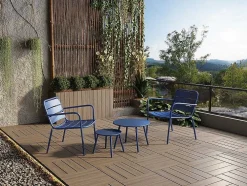 Cadeirão Baixo De Jardim Empilhavel Em Metal Azul-Escuro - Mirmande
