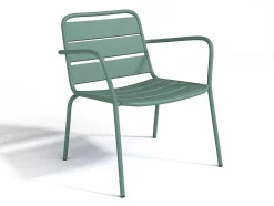 Cadeirão Baixo De Jardim Empilhavel Em Metal Verde-Amendoa - Mirmande