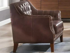 Cadeirão Em Couro Castanho Estilo Vintage - Colbert