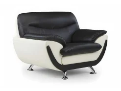 Cadeirão Em Pele Sintética Bicolor Preto E Branco - Indice