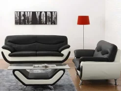Cadeirão Em Pele Sintética Bicolor Preto E Branco - Indice