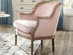 Cadeirão Em Veludo Rosa Pastel - Alienor