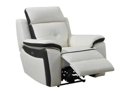 Cadeirão Relax Eletrico Em Pele Branco E Antracite - Angelique