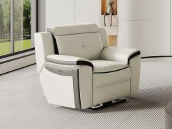 Cadeirão Relax Eletrico Em Pele Branco E Antracite - Angelique