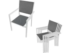 Cagliari Conjunto De Moveis De Jardim Em Cinzento Têxtileno 8 Lugares - Aluminio Branco