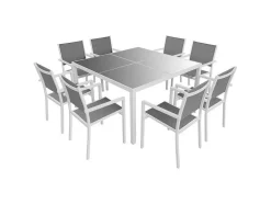 Cagliari Conjunto De Moveis De Jardim Em Cinzento Têxtileno 8 Lugares - Aluminio Branco