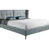 Cama Acolchoada Em Tecido Azul E Branco 7030