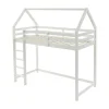 Cama Alta Cabana De 90 X 190 Cm Em Pinho Macico Cor Branco - Tarzia