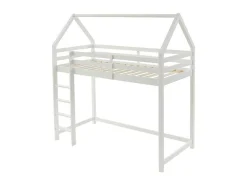 Cama Alta Cabana De 90 X 190 Cm Em Pinho Macico Cor Branco - Tarzia