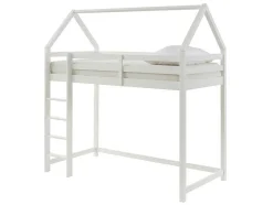 Cama Alta Cabana De 90 X 190 Cm Em Pinho Macico Cor Branco - Tarzia