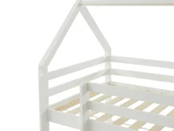 Cama Alta Cabana De 90 X 190 Cm Em Pinho Cor Branco + Colchão - Tarzia