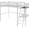 Cama Alta Casual Ii - 140 X 190 Cm - Tampo De Secretária - Branco + Colchão