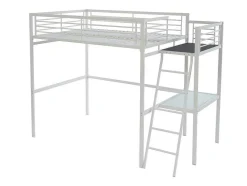 Cama Alta Casual Ii - 140 X 190 Cm - Tampo De Secretária - Branco + Colchão