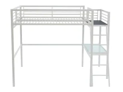 Cama Alta Casual Ii - 140 X 190 Cm - Tampo De Secretária - Branco + Colchão