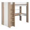 Cama Alta Com Secretária E Guarda-Roupa 90 X 200 Cm Cor Branco E Natural - Auckland