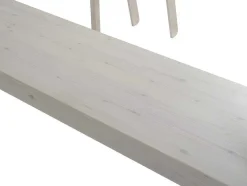 Cama Alta De 140 X 190 Cm Com Secretária Em Pinho Macico Esbranquicado + Colchão - Gedeon Ii