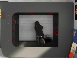 Cama Alta Gamer 90 X 200 Cm Com Secretária, Espacos De Arrumação E Leds Cor Antracite E Vermelho + Colchão - Warrior