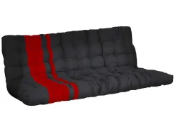 Cama Alta 90 X 190 Cm Com Banco Convertivel Em Metal Preto E Vermelho, Futon E Colchão - Modulo V