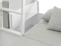 Cama Alta 90X200 Cm Com Secretária, Sofá Convertivel E Espacos De Arrumação Pinho Macico Esbranquicado + Colchão - Goliath Iii