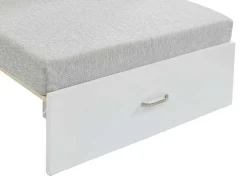 Cama Alta 90X200 Cm Com Secretária, Sofá Convertivel E Espacos De Arrumação Pinho Macico Esbranquicado + Colchão - Goliath Iii