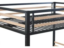Cama Alta 140 X 200 Cm Metal E Mdf Preto E Natural - Jogui
